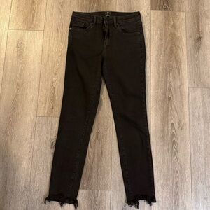 Just Black Skinny Ankle Faded Black Denim Frayed Hem Distressed Jeans Size 27
